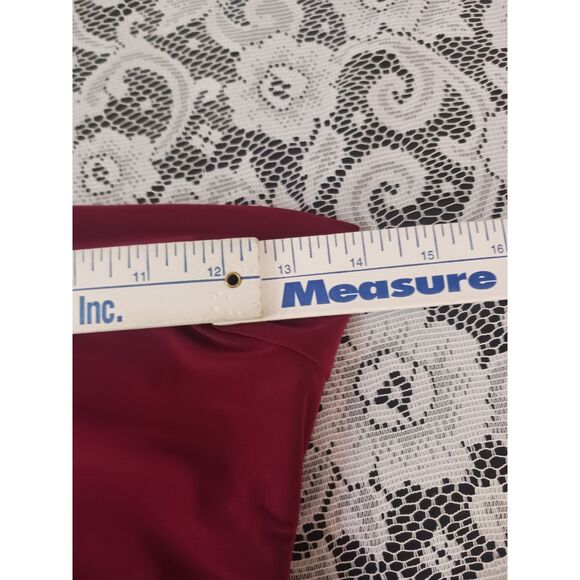 Burgundy Ruched One Shoulder Mini Dress - Picture 10 of 15